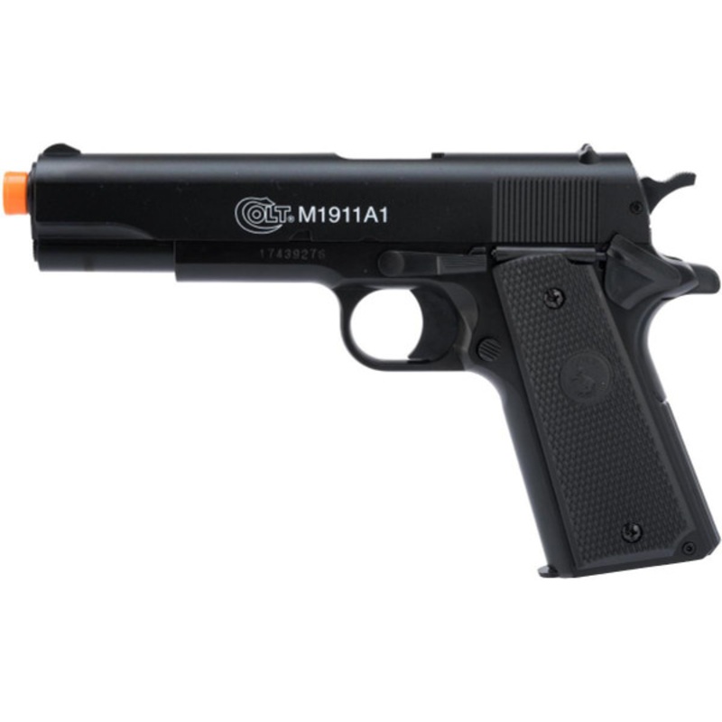 Colt Licensed Full Size M1911A1 Airsoft Spring Pistol with Metal Slide, Black