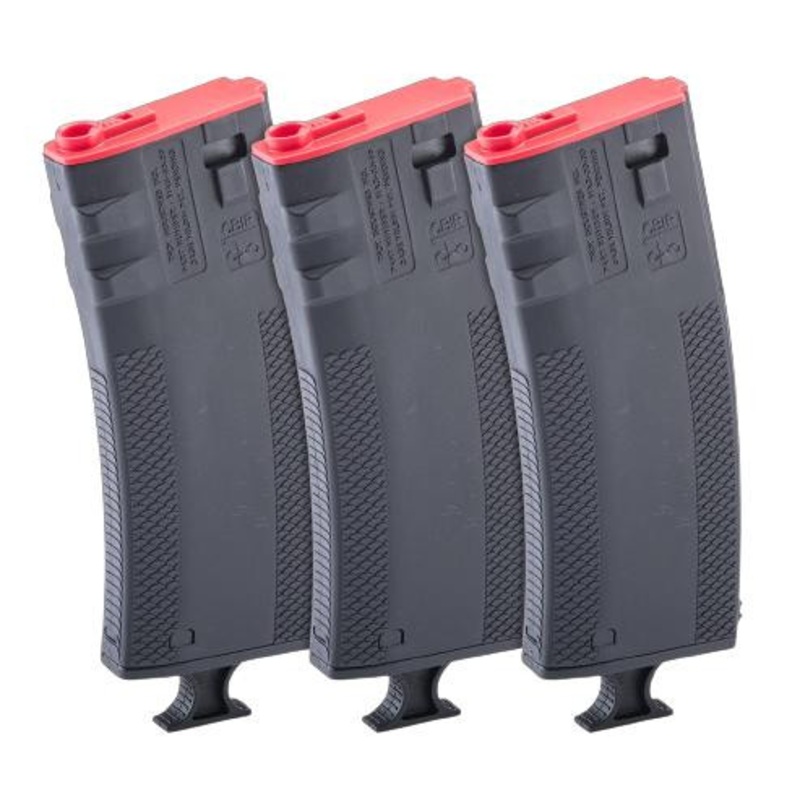 EMG Troy Industries 250rd Mid-Cap Battlemag w/ T-Grip Magazine Assist for M4/M16 Series Airsoft AEG Rifles, Pack of 3, Black