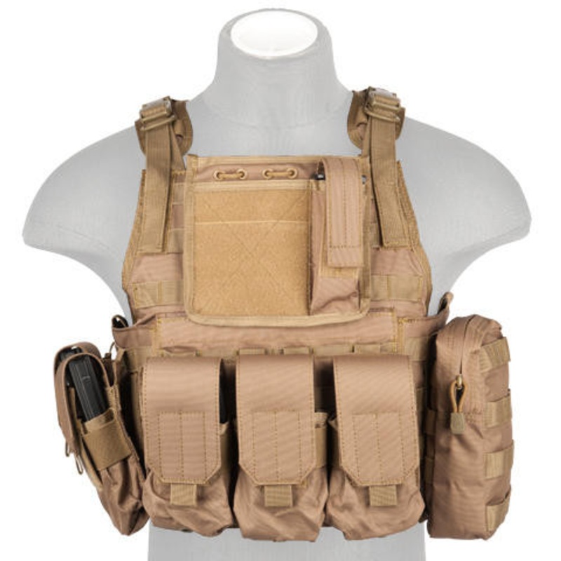 Lancer Tactical Assault Airsoft Tactical Vest, Coyote Brown