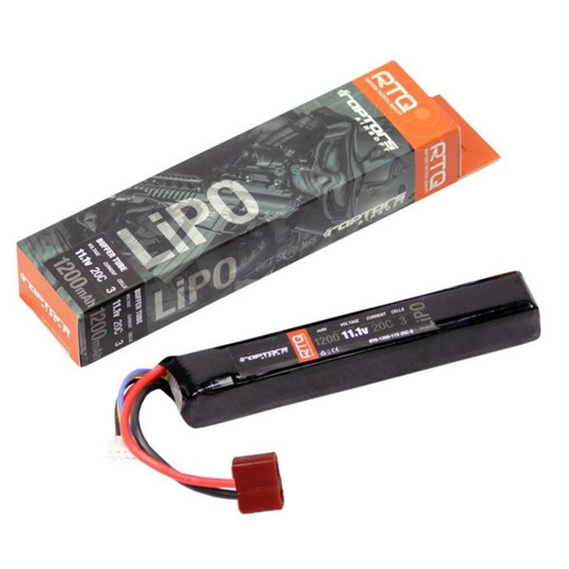 Raptors Airsoft RTQ Lipo 1200Mah 11.1v 20c Mini Airsoft Gun Battery AEG, Deans / T-Plug