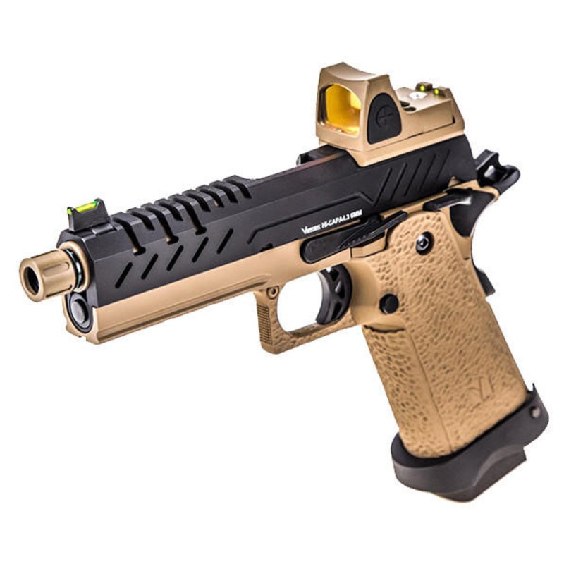 Vorsk 4.3 Hi Capa Airsoft Pistol w/ Micro Red Dot, Tan/Black