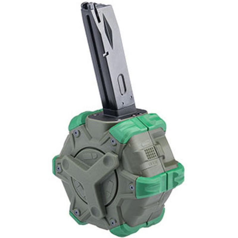 WE-Tech Drum Magazine for M9 Gas Blowback Airsoft Pistols, OD Green