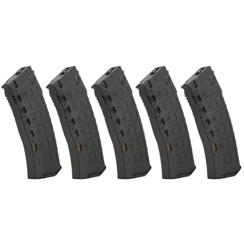 Arcturus AK12 30/135 Round Variable Mid-Cap Airsoft EMM Magazine 5 Pack, Black