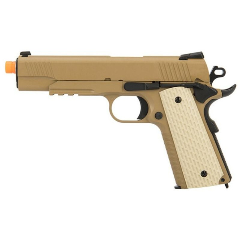 WE Tech Kimber Style 1911 Gas Blowback Airsoft Pistol, Tan