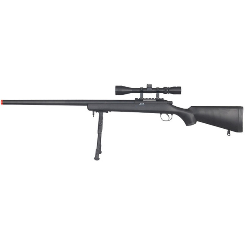 Well VSR-10 Bolt Action Airsoft Sniper Rifle w/ Scope and Bipod, Black