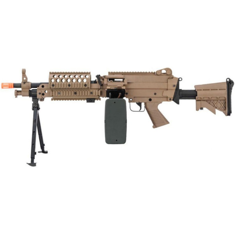 A&K MK46 M249 Saw Light Machine Airsoft Rifle, Tan