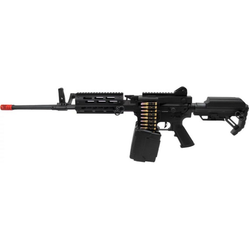 GE F6669 LMG AEG 18.75 Airsoft Rifle w/ Low Cheek Rest, Black