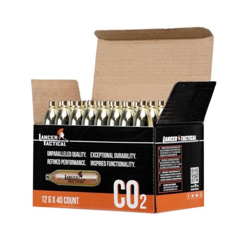 Lancer Tactical High Pressure 12 Gram CO2 Cartridges for Airsoft / Airguns, 40 Pack
