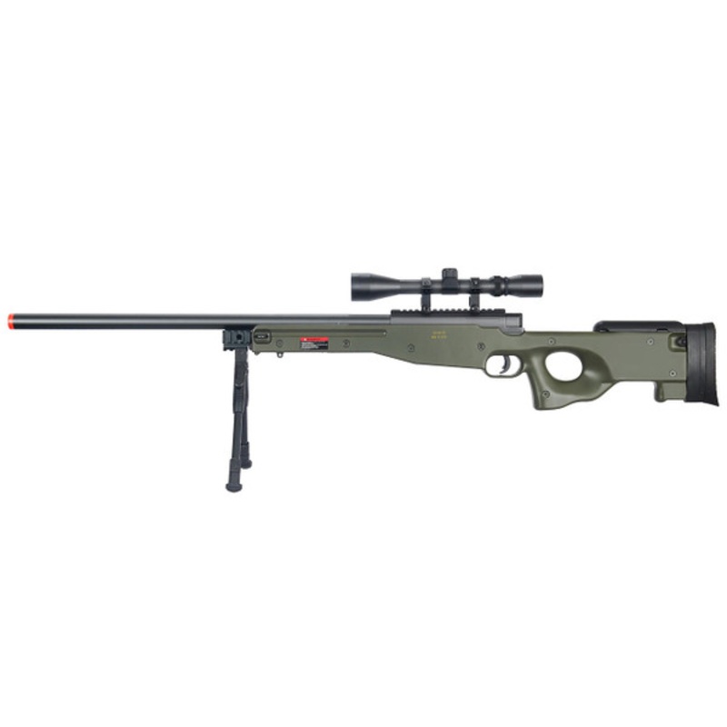 Well L96 AWP Bolt Action Airsoft Rifle w/ Bipod & Scope, OD Green