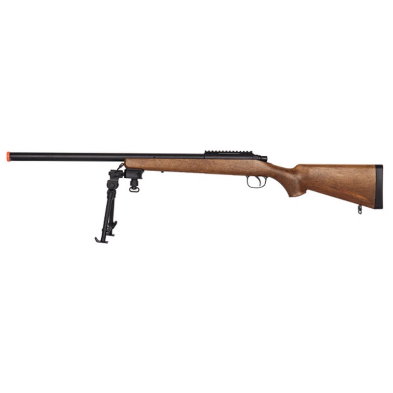 AGM Bolt Action Airsoft Sniper Rifle with Bipod, Wood