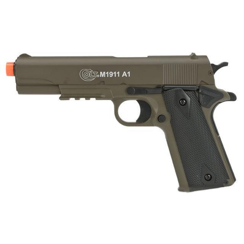 Colt M1911A1 Airsoft Spring Pistol with Metal Slide, Tan