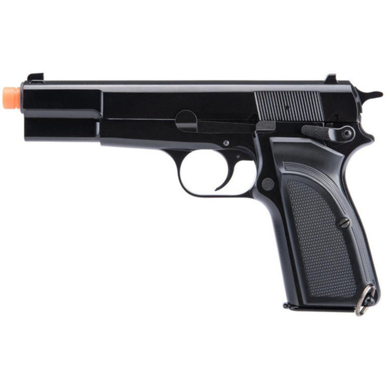 WE Tech Hi-Power Browning MK3 Gas Blowback Airsoft Pistol, Black