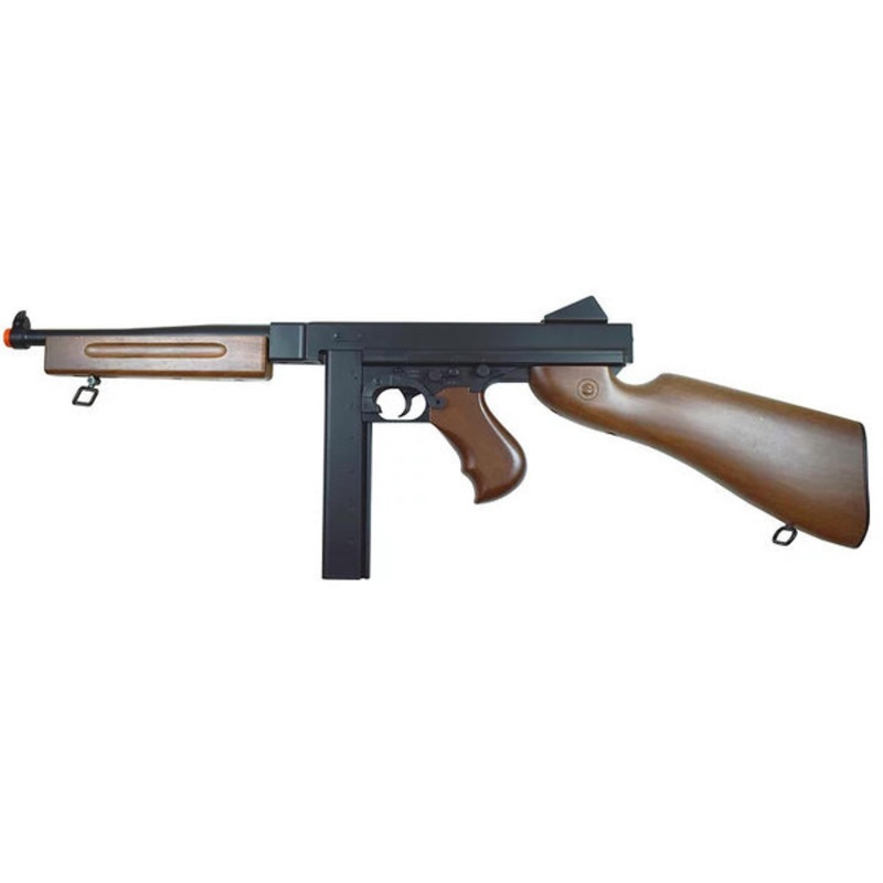 Well Thompson M1A1 Military Airsoft AEG Rifle Package, Black/Wood