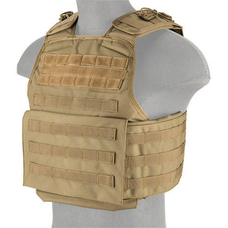 Lancer Tactical Battle 1000D Nylon Molle Plate Carrier, Tan