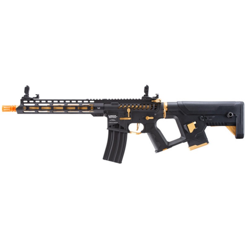 Lancer Tactical Low FPS Enforcer Blackbird Skeleton Airsoft AEG Rifle, Black/Gold