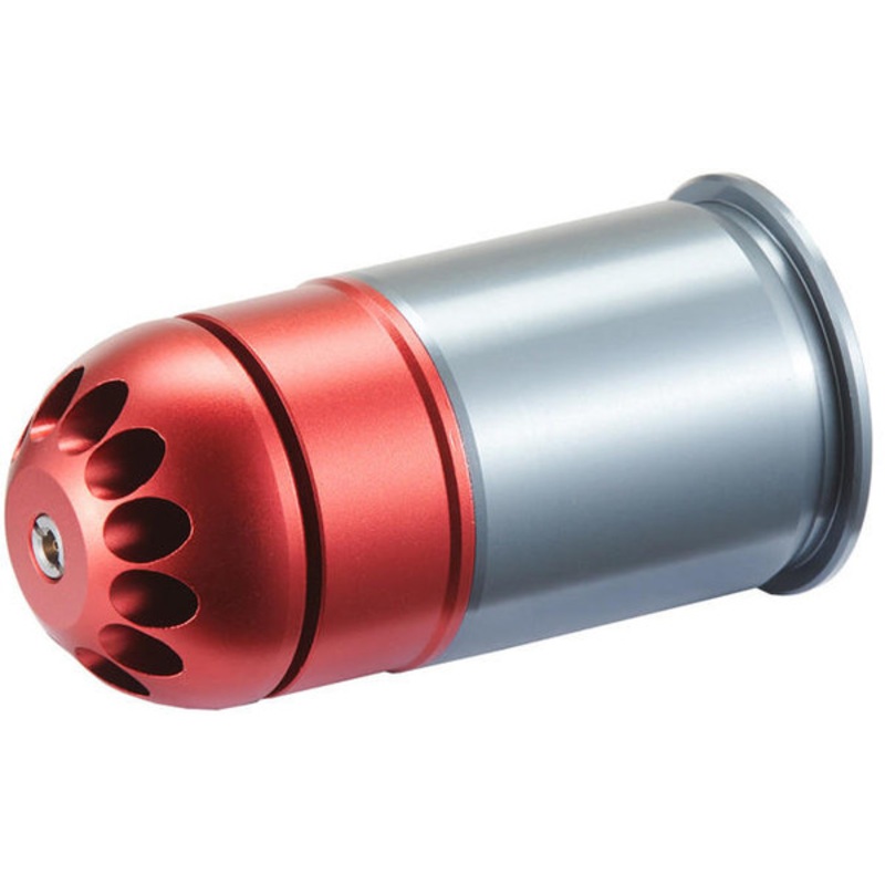 PPS 72 Round CNC 40mm Green Gas Airsoft Grenade Shell, Red/Grey