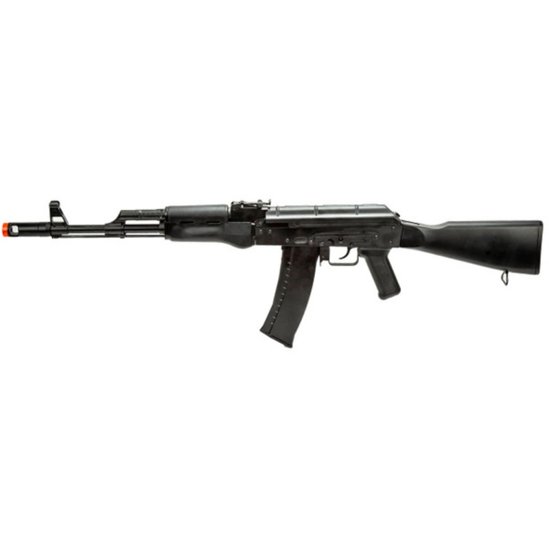 WellFire CO2 Powered AK74 Gas Blowback Airsoft Rifle w/ Fixed Stock, Black