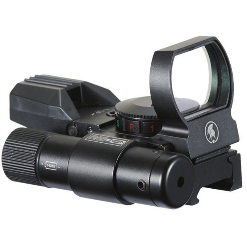 Lancer Tactical 4-Reticle Red/Green Dot Reflect Sight with Green Laser, Black