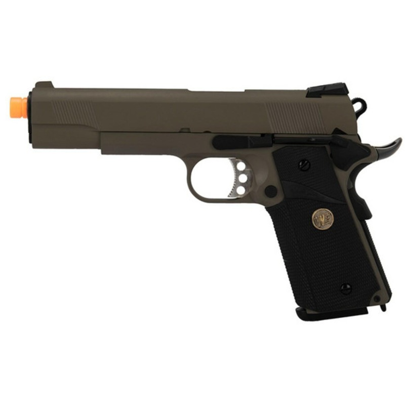 WE Tech 1911 Full Metal MEU Airsoft Gas Blowback Pistol, OD