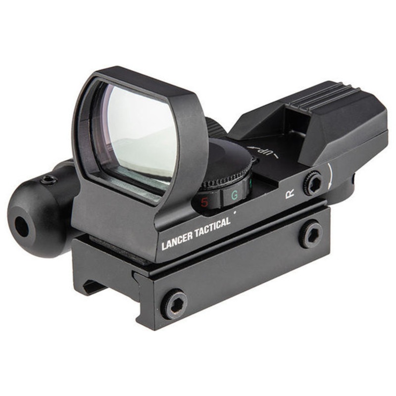 Lancer Tactical 4-Reticle Red/Green Dot Reflect Sight w/ Laser, Black