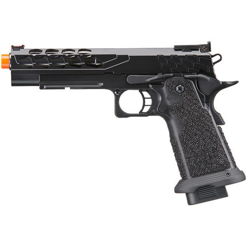 Lancer Tactical Stryk Hi-Capa 5.1 Semi-Automatic Gas Blowback Airsoft Pistol, Black