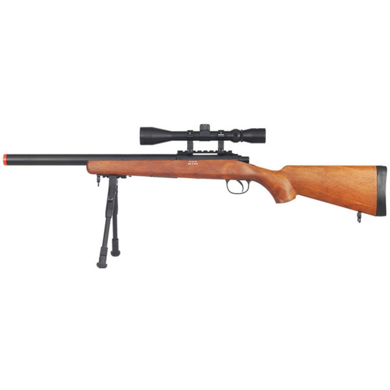 Well VSR-10 Bolt Action Airsoft Rifle w/ Scope & Bipod, Wood