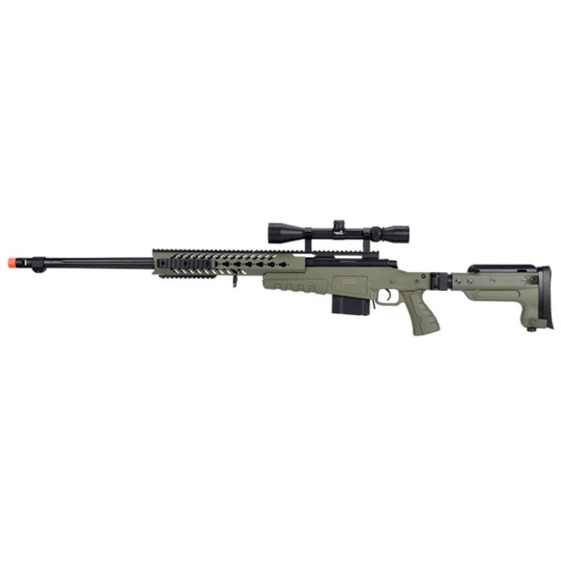 Wellfire MB4418-3 Bolt Action Airsoft Sniper Rifle with Scope, OD Green