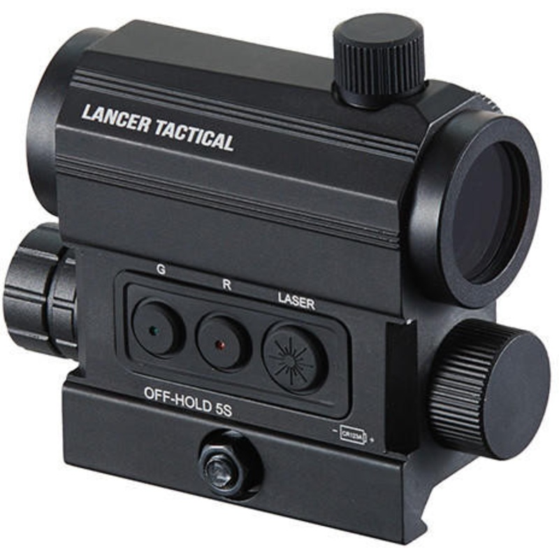 Lancer Tactical 1X25 Red/Green Dot Sight w/ QD Riser Laser Combo, Black