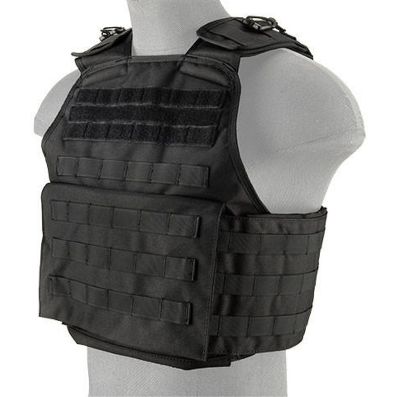 Lancer Tactical Battle 1000D Nylon Molle Plate Carrier, Black