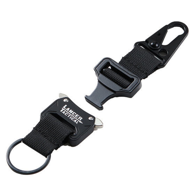 Lancer Tactical Cobra Buckle Keychain with Lancer Logo, Black