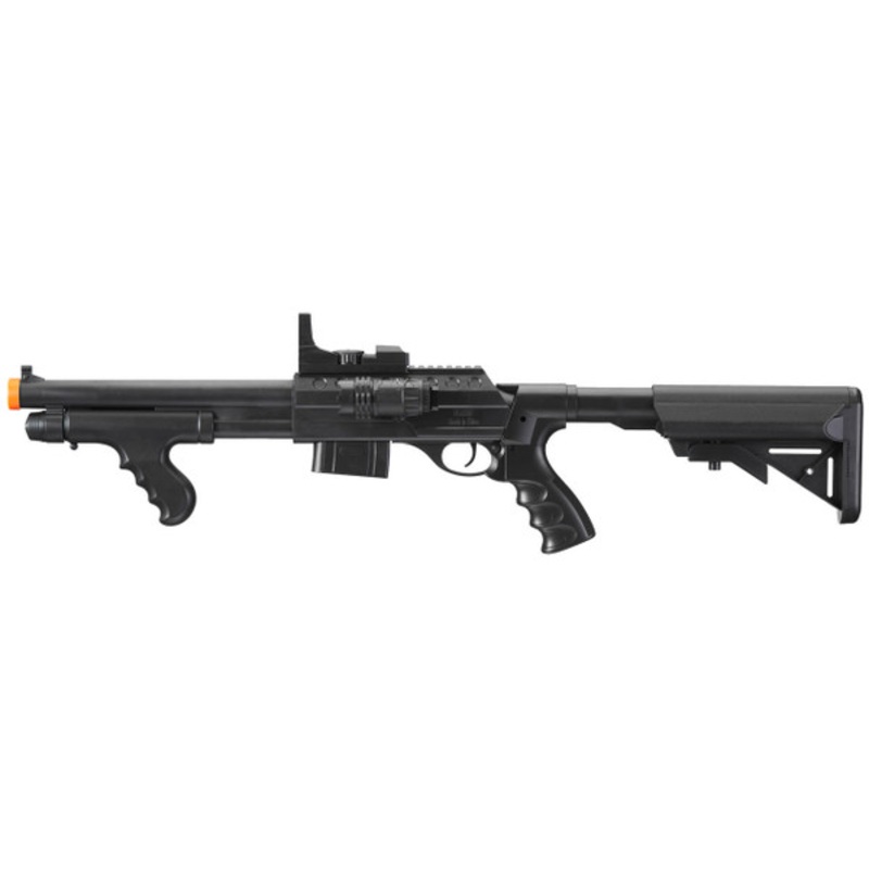 UK Arms Spring Powered Pump Action M0681D Airsoft Shotgun, Black