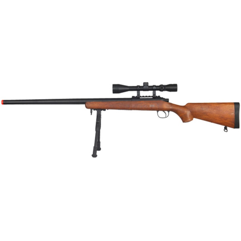Well VSR-10 Bolt Action Airsoft Rifle w/ Scope, Sling & Bipod, Wood
