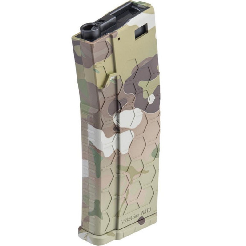 EMG Helios Hexmag Airsoft Polymer 300rd FlashMag Magazine for M4 / M16 Series Airsoft AEG Rifles, Multicam