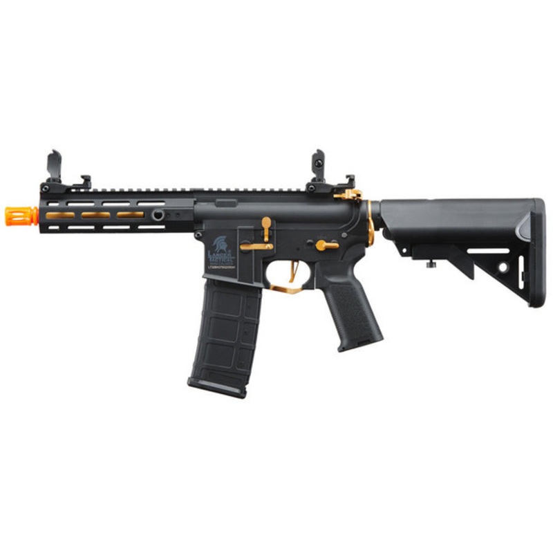 Lancer Tactical Gen 2 Hellion M-LOK 7 Airsoft M4 AEG Rifle, Black/Gold