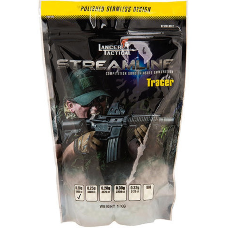 Lancer Tactical Streamline Tracer BBs, 0.30g, 3330 Rds, Green