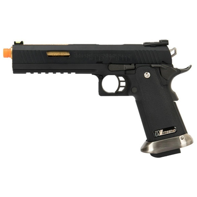 WE Tech 1911 Hi-Capa T-Rex Competition Gas Blowback Airsoft Pistol, Black/Gold with Marking
