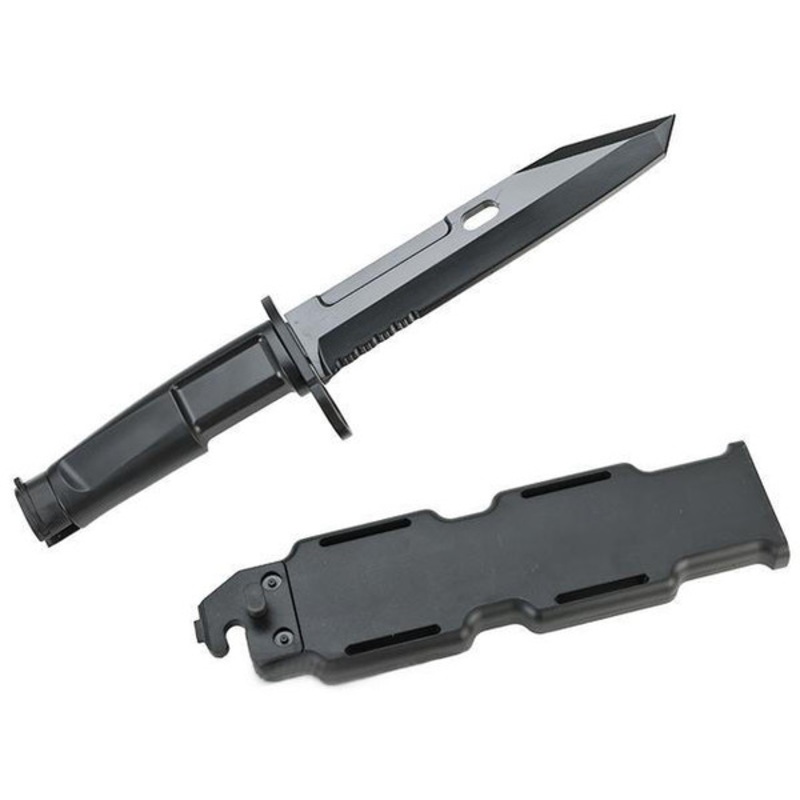 Echo1 MK9 Tactical Training Knife w/ Bayonet Attachment and Hard Plastic Sheath, Black
