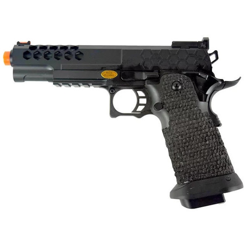GE 3399 Full Metal 1911 Hex Cut Gas/Co2 Blowback Airsoft Pistol, Black