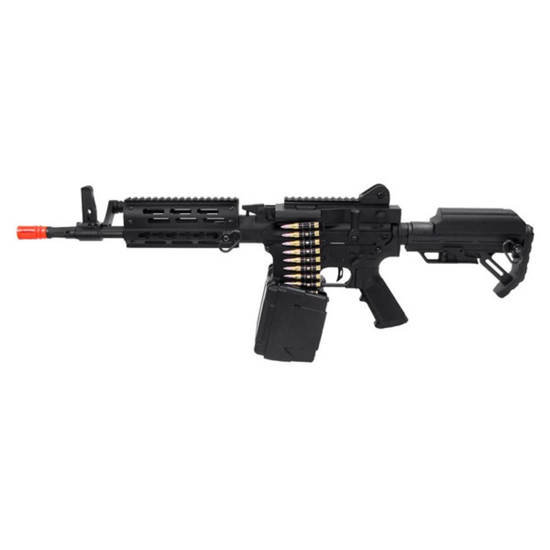 GE F6671 LMG AEG 12.50 Airsoft Rifle w/ Low Cheek Rest, Black