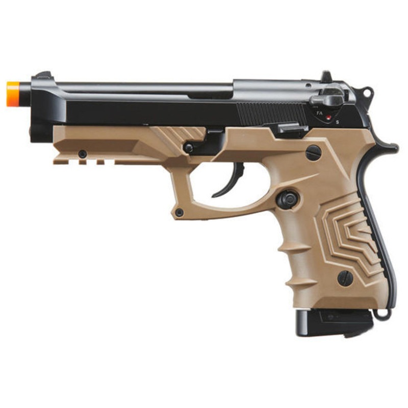 HFC Metal M92 Full-Automatic CO2 Gas Blowback Airsoft Pistol, Black/Dark Earth