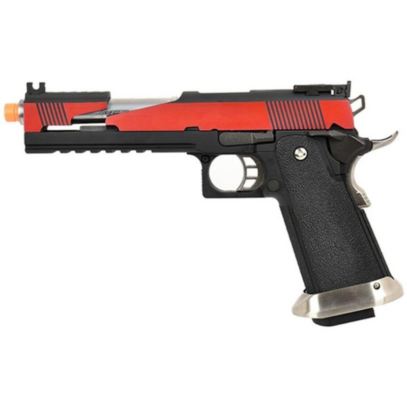 WE Tech 1911 Hi-Capa T-Rex Competition Gas Blowback Airsoft Pistol w/ Top Ports, Red/Black