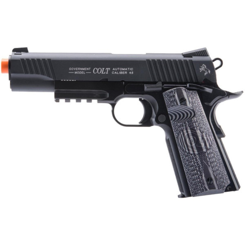 Cybergun Colt Licensed 1911 Combat Unit Government CO2 Powered Airsoft Gas Blowback Pistol, Black