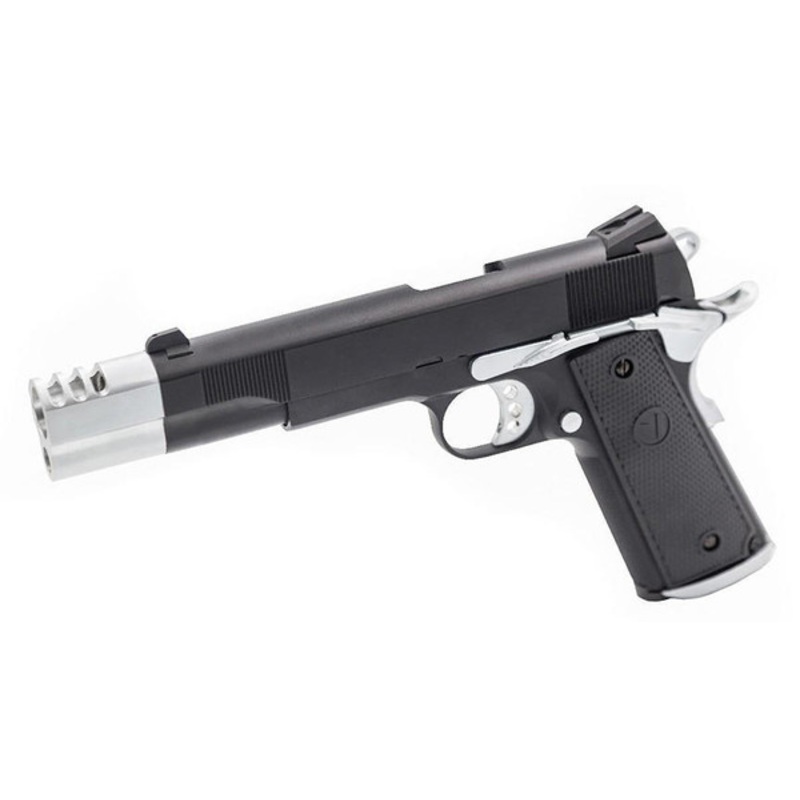 Vorsk VX-9 Agency Gas Blowback Airsoft Pistol, Black/Chrome