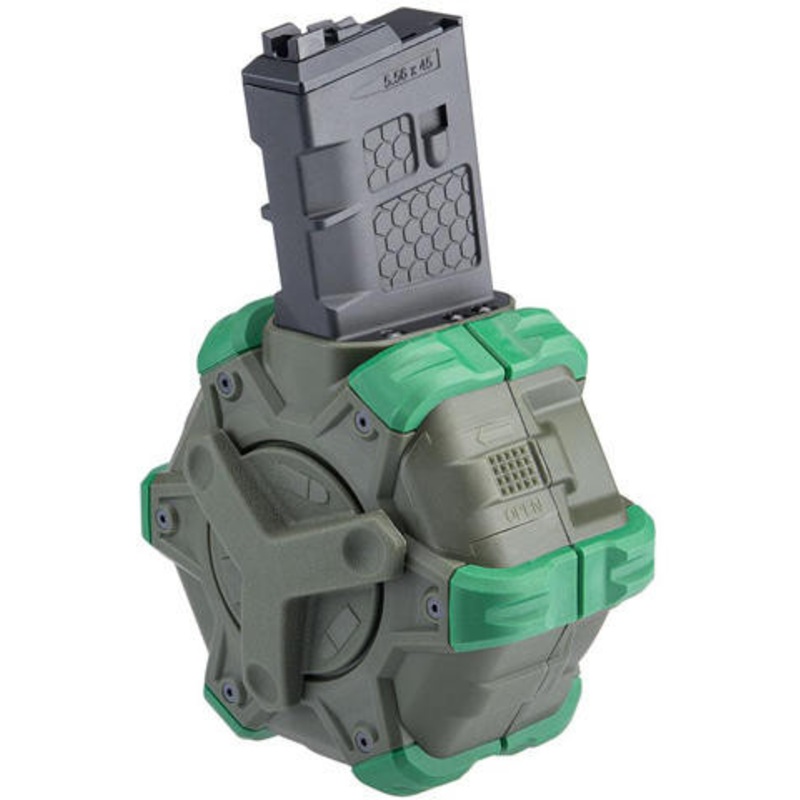WE-Tech Drum Magazine for WE Open Bolt M4 Gas Blowback Airsoft Rifles, OD Green