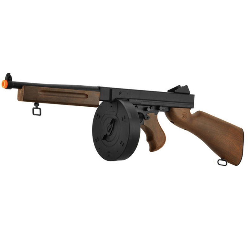 Well D98W M1A1 WWII Submachine Gun Airsoft AEG Rifle, Faux Wood