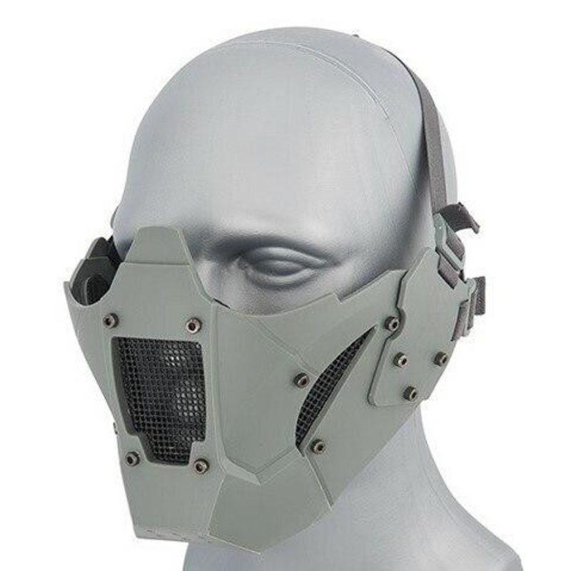 Mesh & Polymer Retro Mecha Lower Face Protection System, Gray