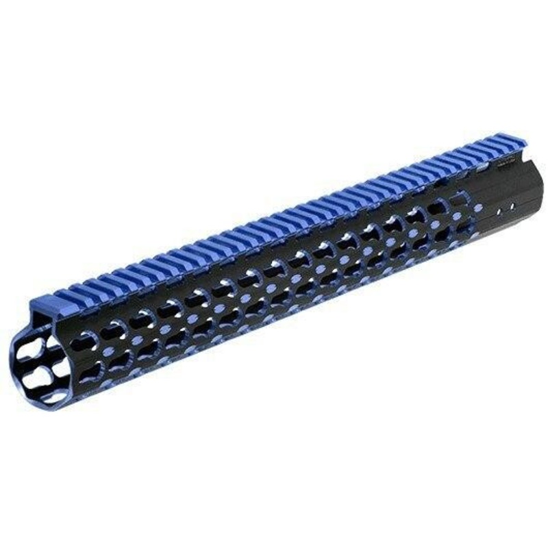 UTG PRO Keymod AR15 15 Super Slim Rail, Black & Blue 2-Tone