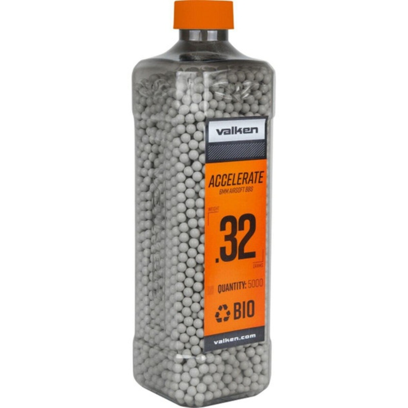 Valken Accelerate 0.32g BBs, 5000 CT., White, Bio