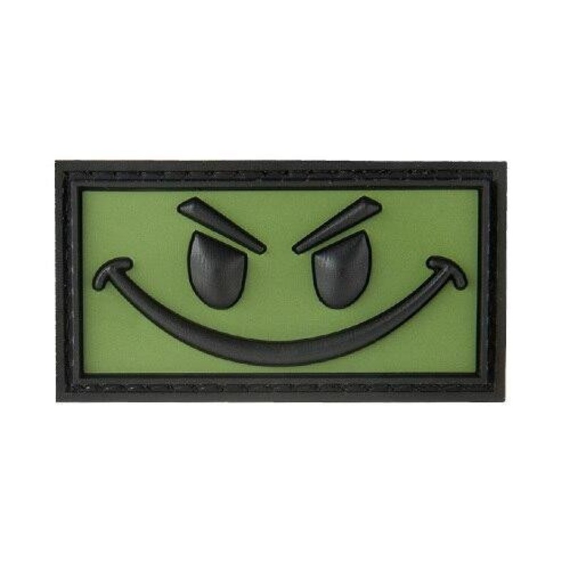 Big Evil Smiley PVC Morale Patch, OD Green