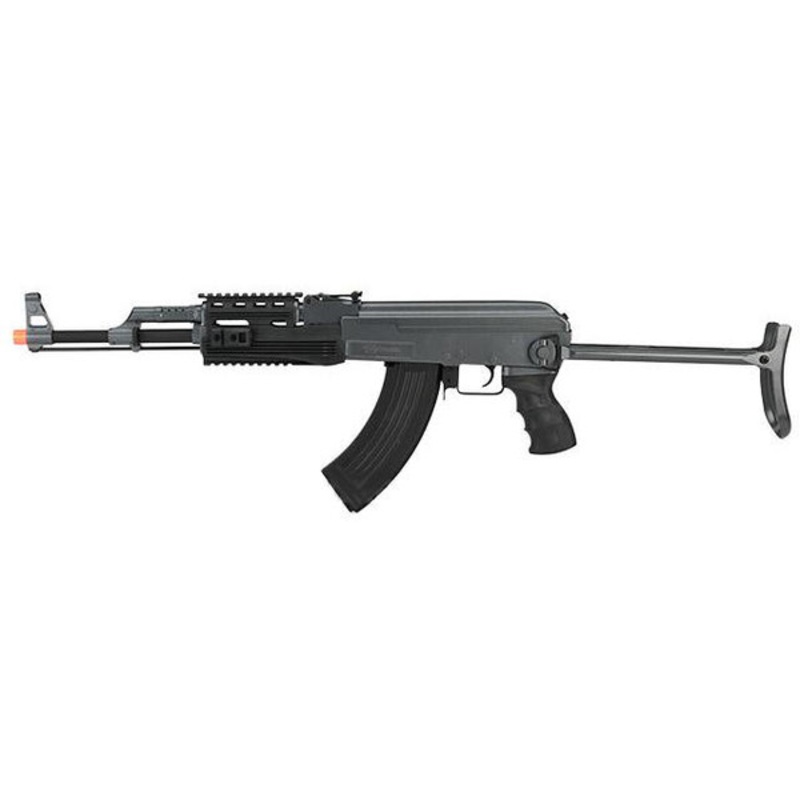 CYMA Sport AK47S RIS w/ Metal Gearbox & Metal Underfold Stock AEG Airsoft Rifle, Grey/Black